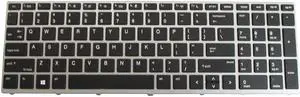 Keyboard w/ Silver Frame for HP ProBook 430 G5 450 G5 455 G5 470 G5 Laptops