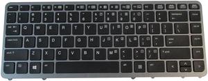 Backlit Keyboard for HP EliteBook 840 G1 G2 850 G1 G2 Laptops w/ Silver Frame - No Pointer.