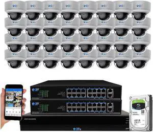 GW Security 4K (8MP) Smart AI Color Night Vision Security Camera System, 32 Channel H.265+ 8MP NVR, 32 x UltraHD 4K POE Microphone 2.8-12mm Varifocal Lens Human Detection Dome Camera