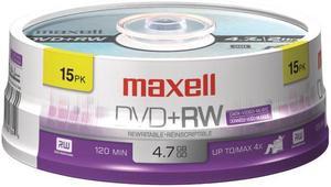 maxell 4.7GB DVD+RW 15CT SPINDLE- Part # 634046