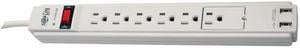 Tripp Lite 6 Outlet Surge Protector Power Strip 6Ft Cord 990 Joules Dual Usb Charging Led & Insurance (Tlp606usb)