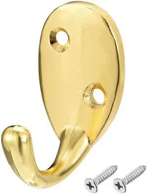 10 Pcs Wall Mounted Hook Robe Hooks Single Coat Hanger, Zinc Alloy, Gold Tone