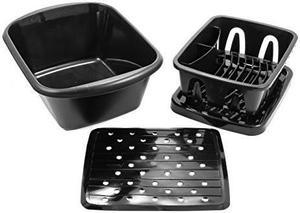 CAMCO 43518 Camco 43518 Sink Kit with Dish Drainer, Dish Pan and Sink Mat - Black