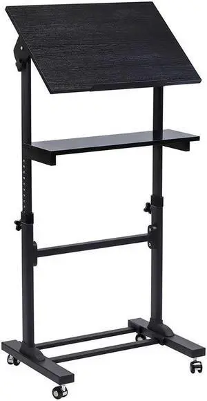 Mount-It! Mobile Standing Desk | Portable Podium and Presentation Lectern | Black