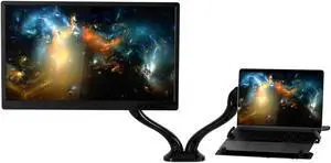 Mount-It! Laptop and Monitor Desk Stand | VESA Monitor Desk Mount with Laptop Tray
