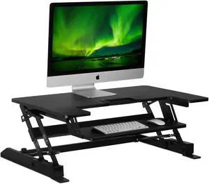 Mount-It! Standing Desk Converter with Gas Spring Riser | Wide 36 Inch Sit Stand Workstation | Black