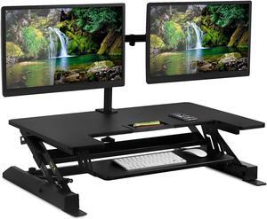 Mount-It! Standing Desk Converter with Bonus Dual Monitor Mount Included | Wide 36 Inch Platform