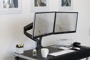 Mount-It! Height Adjustable Dual Monitor Desk Mount Arms for 13" to 32" Monitors Black (MI-1772-BLACK)