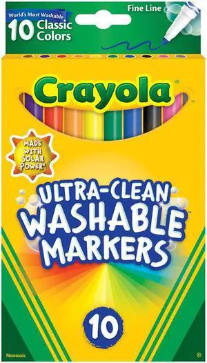 Crayola 10 Ct Ultra-Clean Fine Line Washable Markers, Color Max