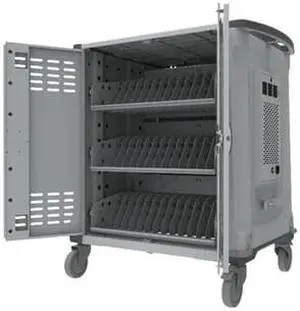 Rocstor Volt® C42 Charging Cart with Intelligent Power Charging - Up to 42 Device Intelligent Power Charging Cart for Notebooks, Chromebook®, MacBook®, and Macbook® Pro- 3 Slide-out