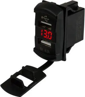 Sea-Dog Dual USB Rocker Switch Style Voltmeter w/Hidden Display