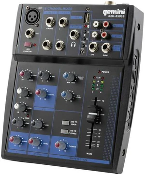 Gemini compact 5-channel Bluetooth mixer with USB playback Gemini compact 5-channel Bluetooth mixer with USB playback