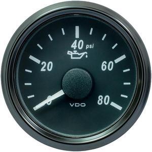 VDO SINGLEVIU 52MM (2-1/16) OIL PRESSURE GAUGE - 80 PSI