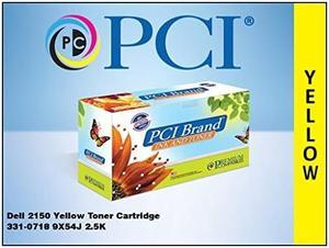 Premium Compatibles 331-0718 Premium Compatibles Dell 2150 2155 3310718 9X54J Yellowl Toner Cartridge - PCI Dell 331-0718 9X54J NPDXG 2.5K Yellow Laser Toner Cartridge for Dell 2150CDN Dell 2150CN