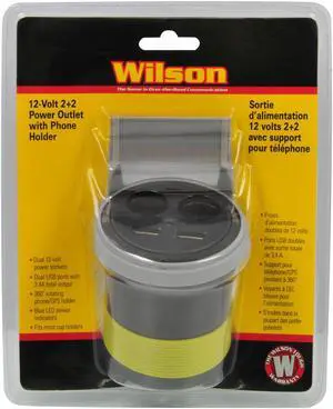 WILSON  ANTENNAS 305POWERCUP 12V 2 2 POWER OUTLET WITH PHONE HOLDER