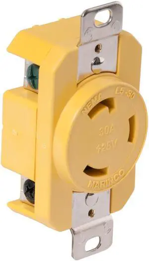 Marinco 305CRR 30A Receptacle - Yellow - 125V