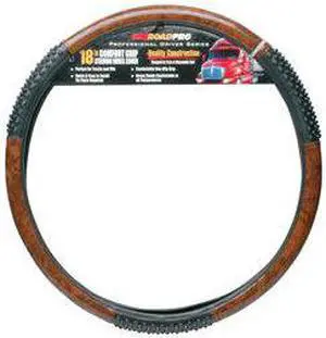 ROADPRO R RPSW-3003 18 COMFORT GRIP STEERING WHEEL COVER  BLACK WOOD GRAIN