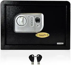 Pyle SLSFE18FP Electronic Fingerprint Safe Box With Mech Override With Keys