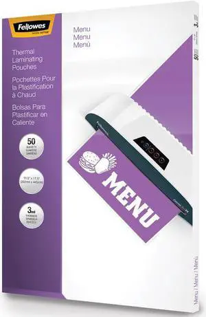 Fellowes Thermal Pouches Menu 50/Pack (52013) 814588