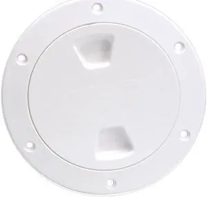 Beckson 4" Smooth Center Screw-Out Deck Plate - White