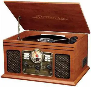 Victrola Nostalgic Classic Wood 6-in-1 Bluetooth Turntable Entertainment Center, Espresso