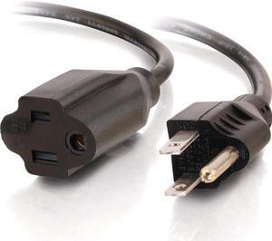 C2G 03115 18 AWG Outlet Saver Power Extension Cord - NEMA 5-15P to NEMA 5-15R, TAA Compliant, Black (6 Feet, 1.82 Meters)