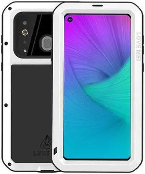 Love Mei Aluminum Metal Armor For Samsung Galaxy A8s Shockproof Dirtproof Full Body Heavy Duty Case For Samsung Galaxy A8s Cover (White)