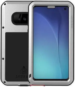 Love Mei Aluminum Metal Armor For Samsung Galaxy S10 Lite Shockproof Dirtproof Full Body Heavy Duty Case For Samsung Galaxy S10 Lite Cover (Silver)