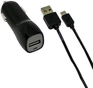 VisionTek Products 2 Amp Car Charger with 3.2' Micro USB Cable for micro usb devices - Black