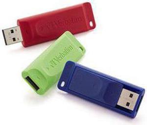 Verbatim Store 'N' Go Usb Flash Drive, 16 Gb, Assorted Colors, 3/Pack 99122
