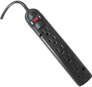 Weltron 6 Outlet Black Plastic Surge Protector w/ 6ft Cord WSP600PLF6BK