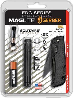MAGLITE SJ3ATMK MAGLITE SJ3ATMK Solitaire LED w/Gerber Knife Combo Black