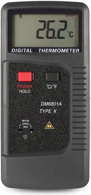 DM6801A Digital Thermocouple Thermometer Contact Type Thermometer Dual-channel K/J Thermocouple Temperature Meter