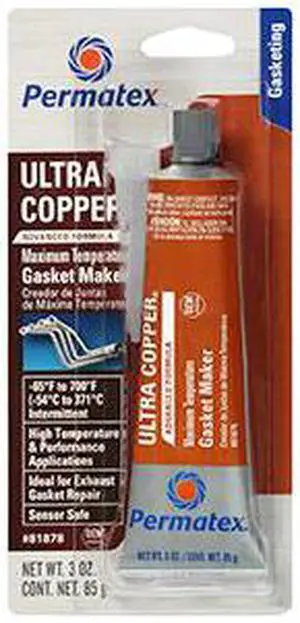 Permatex 81878 Ultra Copper Maximum Temperature RTV Silicone Gasket Maker, 3 oz.