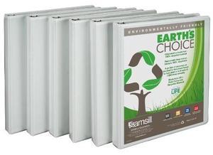 Samsill I08917 Earth's Choice View 1/2" Round 3-Ring Binder, White, 6/Pack