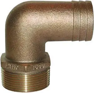GROCO 1 1/4 NPT-90 X 1 1/4 ID HOSE BARB STD FLOW ELBOW