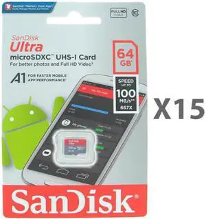 SanDisk 64GB microSDXC Class 10 SDSQUAR-064G-GN6MN Memory Card Retail (15 Pack) w/o Adapter