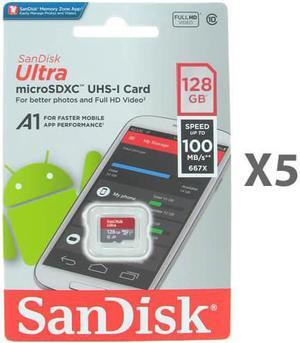 SanDisk Kit of Qty 5 x Sandisk mSDXC 128GB SDSQUAR-128G-GN6MN Card