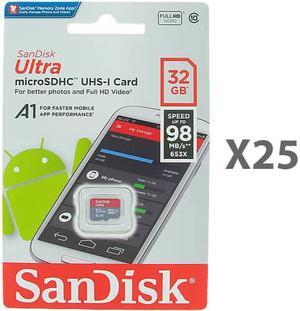 SanDisk 32GB microSDHC Class 10 SDSQUAR-032G-GN6MN Memory Card Retail (25 Pack) w/o Adapter