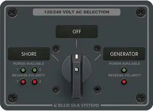 Blue Sea 8386 AC Rotary Switch Panel 30 Ampere 2 Positon + OFF, 4 Pole [8386]