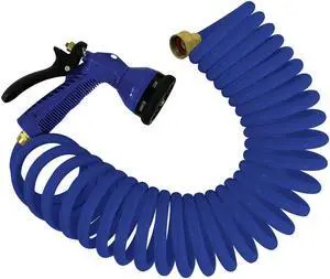 Whitecap 25' Blue Coiled Hose w/Adjustable Nozzle