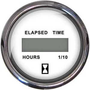 Faria Chesapeake SS 2" Digital Hourmeter - (10,000 Hours) (12-32 VDC) - White