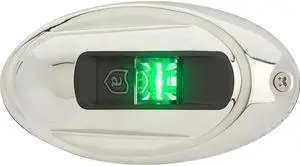 Attwood LightArmor Vertical Surface Mount Navigation Light - Oval - Starboard (green) - Stainless Steel - 2NM