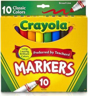 Crayola Non-Washable Markers Broad Point Classic Colors 10/Set 587722
