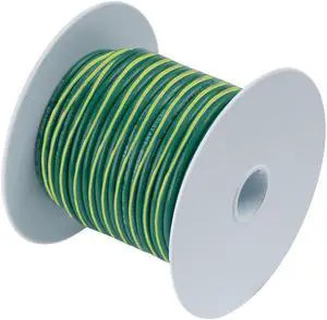 Ancor Green W/Yellow Stripe 10 Awg Tinned Copper Wire - 25'