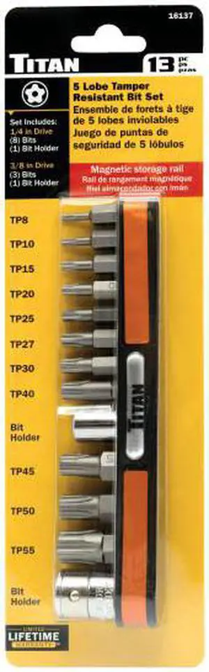 Titan 16137 13-Piece 5-Point Star Tamper Bit Set