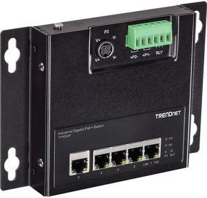 TRENDnet 5-Port Industrial Gigabit Poe+ Wall-Mounted Front Access Switch, 5X Gigabit Poe+ Ports, DIN-Rail Mount, 48 -57V DC Power Input, IP30, 120W Poe Budget, TI-PG50F