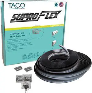 Taco Suproflex Rub Rail Kit - Black W/Flex Chrome Insert - 2"H X 1.2"W X 80'L