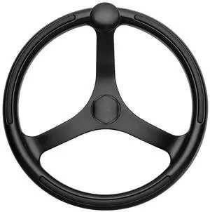 Schmitt Marine Primus Wheel 13.5" Black 3/4" Tapered Shaft w/Knob Finger Grips - Black Powder Coat