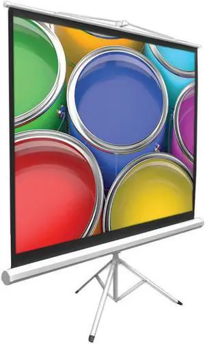 PylePro - 72-Inch Floor Standing Portable Easy Fold-Out Roll-Up Tripod Projector Screen  Matte White Surface